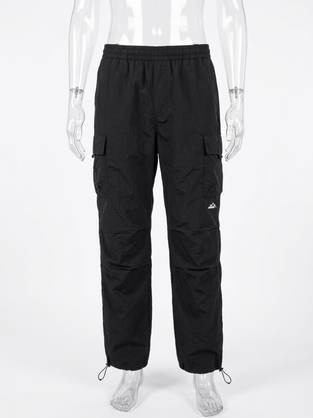 Black Cargo Track Pants with Elastic Waist